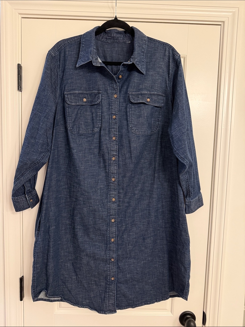 Lands' End Indigo Blue Denim Shirt Dress
